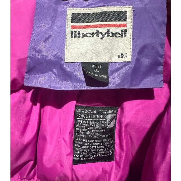 Vintage Liberty Bell Purple Down Puffer Ski Jacket Women Size XL Snap Button Zip - Picture 4 of 7